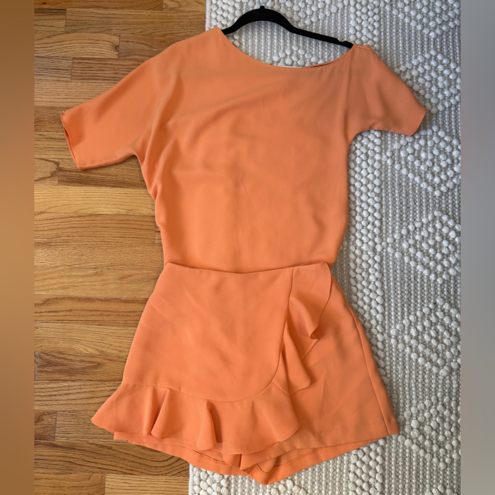 Amanda Uprichard Vibrant Orange Two-Piece: Top and Skort